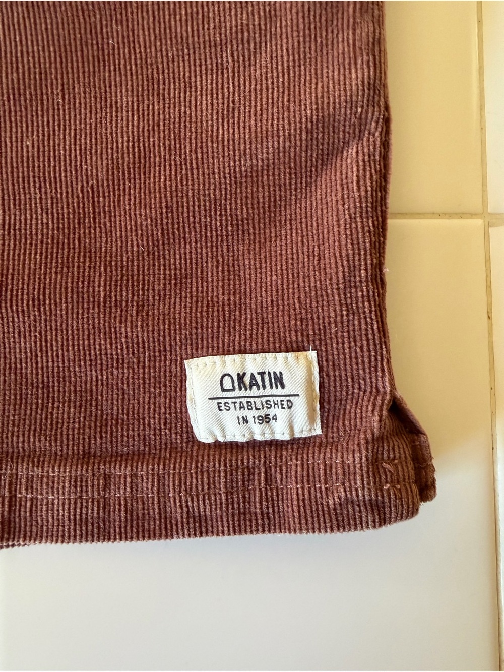 Katin Corduroy Shorts Brown Elastic Waist Drawstring Size M - Picture 3 of 5